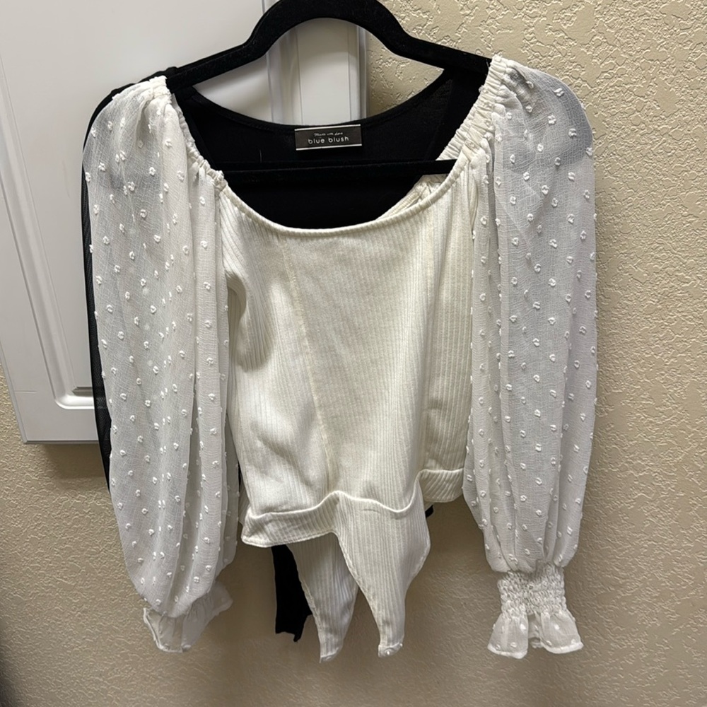 Two bodysuits! Sheer sleeves